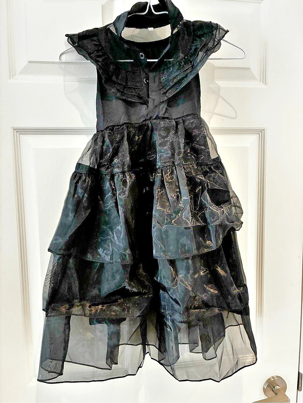 Girls Wednesday Addams Dress with Wig, Socks, Fan NWT